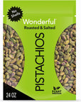 Wonderful Pistachios, No Shells, Roasted & Salted Nuts, 24 Ounce Resealable Bag, Good Source of Protein, Gluten Free, On the Go Snack