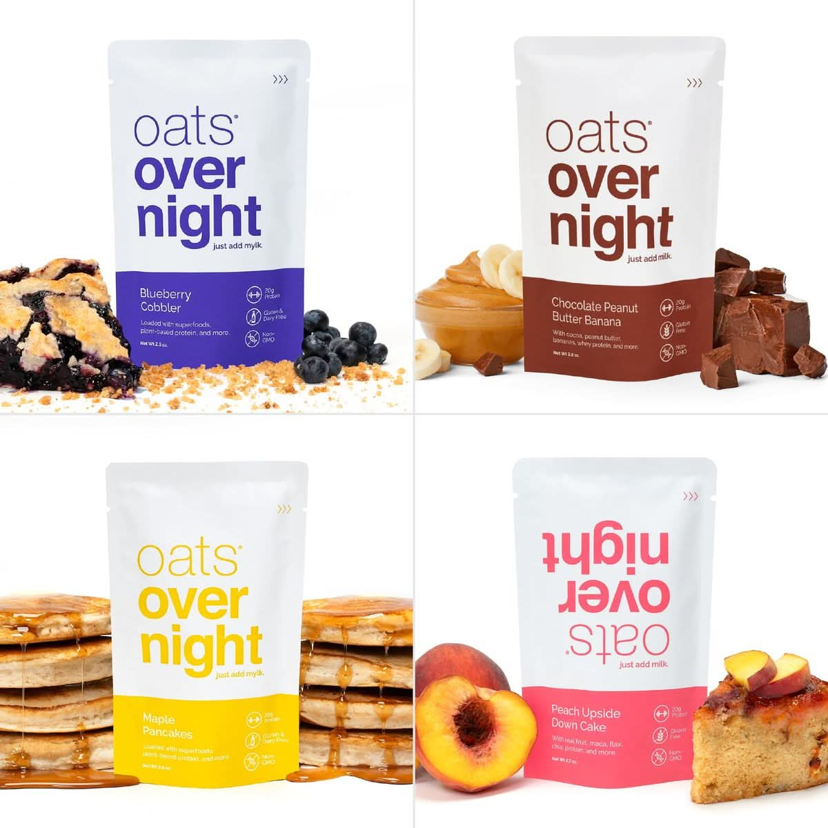 Oats Overnight  Party Variety Pack High Protein High Fiber Breakfast Shake  Gluten Free NonGMO Oatmeal Strawberries  Cream Green Apple Cinnamon  More 8 Pack  BlenderBottle