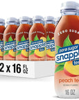 Snapple Zero Sugar Peach Tea - 16 fl oz recycled plastic bottle (Pack of 12)