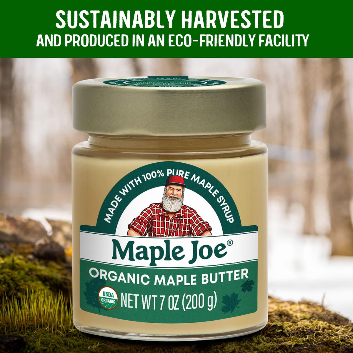 Maple Joe Organic Maple Butter Spread Made with 100 Natural Organic Grade A Maple Syrup Pure Maple Cream Spread Maple Sugar Candy Smooth  Creamy Vegan FatFree NonGMO NonDairy Gluten Free  Kosher Certified 7oz  200g 1 pack