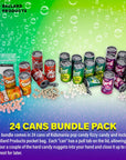 Kidsmania Mini Soda Can Pack of 24 Cans  Variety Pack of 4 Flavors of Soda Can Fizzy Candy  Assorted Soda Cans Novelty Candy  Bundle with Ballard Products Pocket Bag