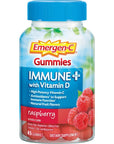 Emergen-C Immune+ Gummies (45 Count, Raspberry Flavor) Immune System Support with 500mg Vitamin C Dietary Supplement, Caffeine Free, Gluten Free