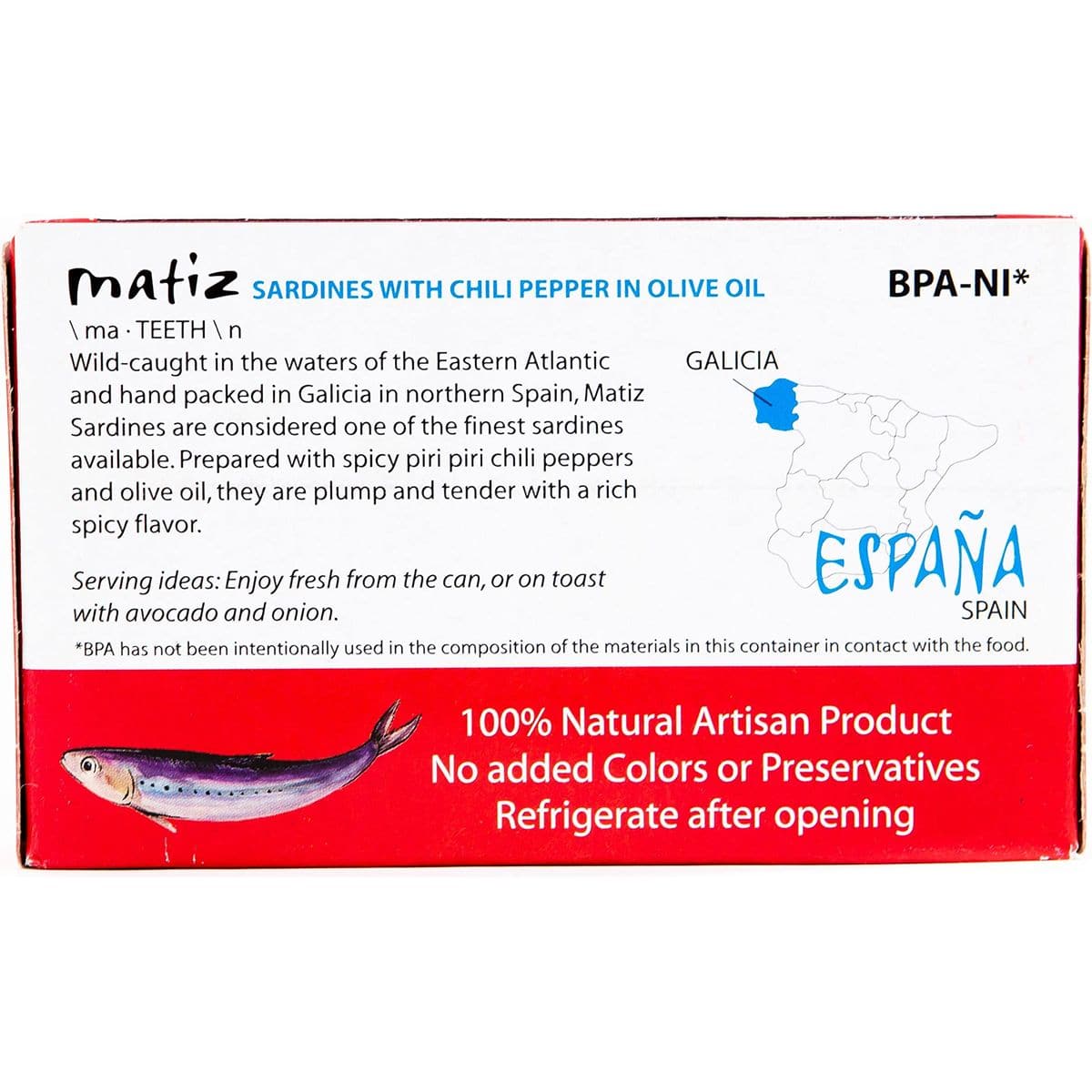 Matiz Spicy Wild Spanish Sardines in Olive Oil and Piri Piri Pepper 42 oz 5 Pack  Imported from Spain  WildCaught and HandPacked