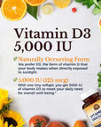 VITALITOWN Vitamin D3 5000 IU (125 mcg), Supports Bone, Immune, Teeth, Muscle & Nerve Health, High Potency Natural Form D3 in Easy-to-Swallow Vegetarian Softgels, Non-GMO No Dairy & Gluten 360ct