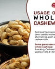 Spicy World Raw Cashews Whole 5 Pound Bulk  Unsalted Natural  Pure No Chemicals