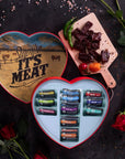 Jerky Heart  Includes 14 Delicious Beef Jerky Snacks With Flavors Like Habanero and Honey Bourbon  In A Delightfully Surprising HeartShaped Box