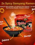 CraveRly Japanese 2 Ramen Bowls 2 pairs of Chopsticks and 15 Cheese Noodles Ramen Noodle Bowls for featuring Samyang Buldak Ramen Noodle Variety Pack includes Servings of Noodles of cheese flavor