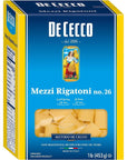 De Cecco Semonlina Pasta, Mezzi Rigatoni No.26, 1 Pound (Pack of 12)