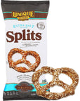 Unique Snacks Extra Salt Splits Pretzels Original SplitOpen Pretzels Delicious Homestyle Baked Snack Bag OU Kosher and NonGMO Food No Artificial Flavor 11 Oz Bag Pack of 3