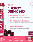 Zipfizz Energy Drink Mix Electrolyte Hydration Powder with B12 and Multi Vitamin Black Cherry 20 Count