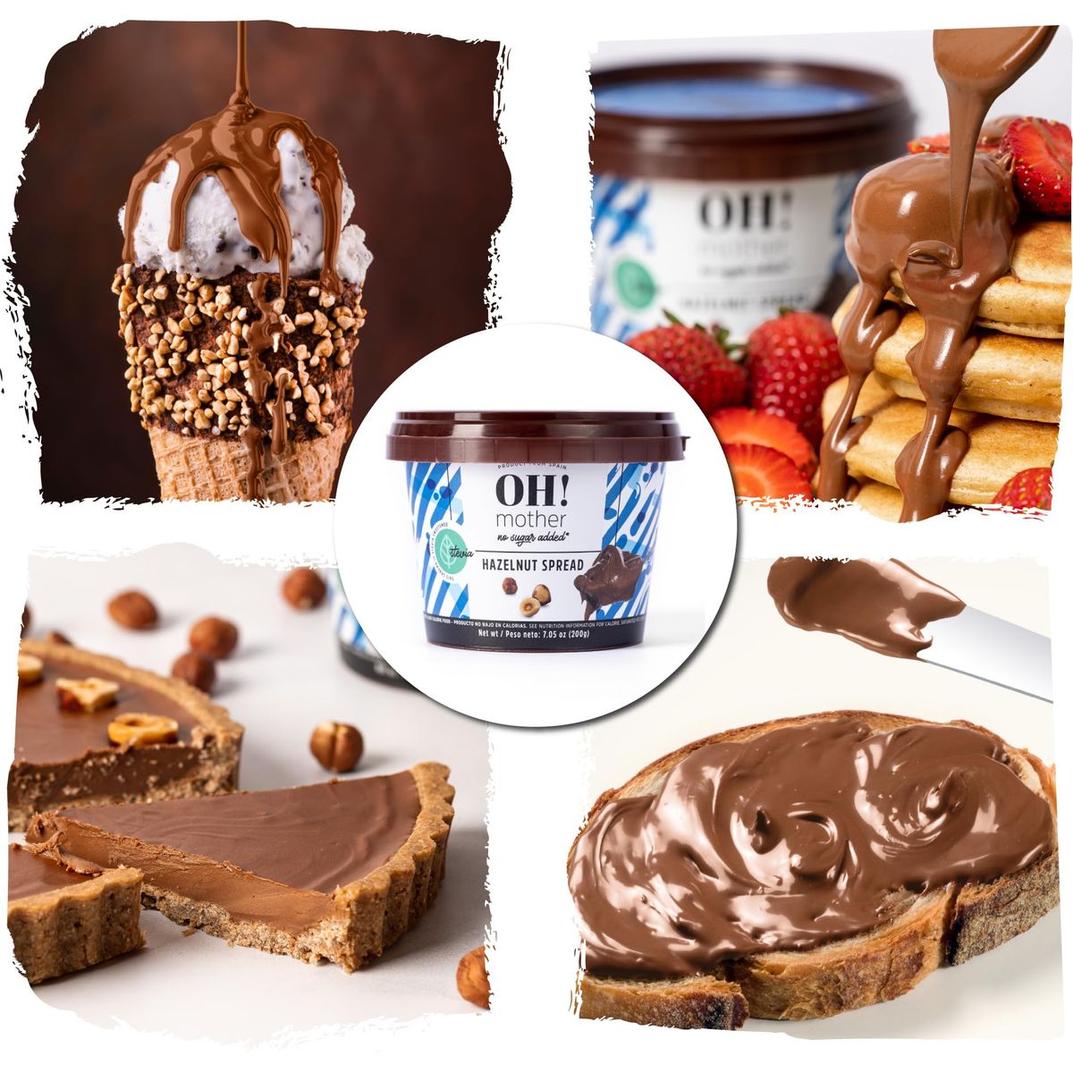 OH Mai  Sugar Free Hazelnut Chocolate Cocoa Spread Fudge and Candy Melt 705 oz Jar  Gluten Free Stevia Sweetened for Breakfast Topping Snacks Dessert Made in Spain Pack of 4