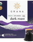 GRANA Dark Roast USDA Organic Dolce Gusto Compatible Coffee Pods 100 Arabica Single Source Specialty Coffee 48 Single Serve Coffee Pods