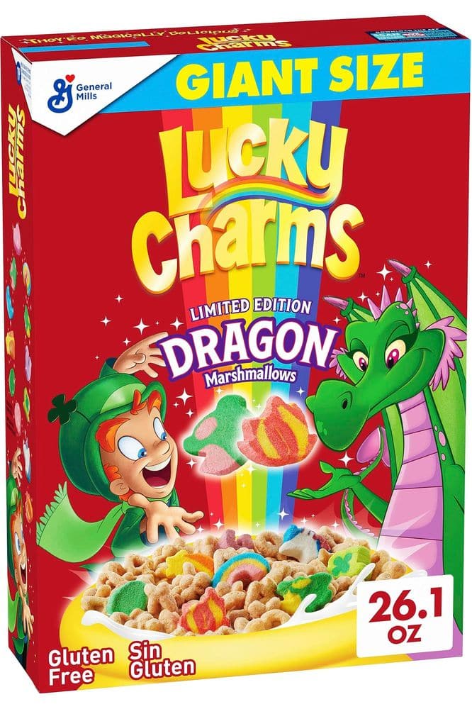 Lucky Charms Gluten Free Cereal with Marshmallows, Kids Breakfast Cereal, Made with Whole Grain, Giant Size, 26.1 oz