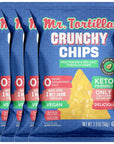 Mr. Tortilla's Crunchy Tortilla Chips - Keto-Friendly Vegan Snack Chips - 3 Net Carbs Per Serving, Crisps Cooked In Avocado Oil - Kosher, Zero Guilt Healthy Chips - 2oz Bags, 4-Pack (Multigrain)