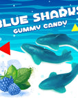 Blue Sharks Raspberry Marshmallow Gummy Candy 1 Pound Bag