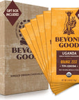 Beyond Good Chocolate Bars | 6 Pack Orange Zest Dark Chocolate | Gift Box Included | Organic, Direct Trade, Vegan, Kosher, Non-GMO | Single Origin Uganda Dark Chocolate