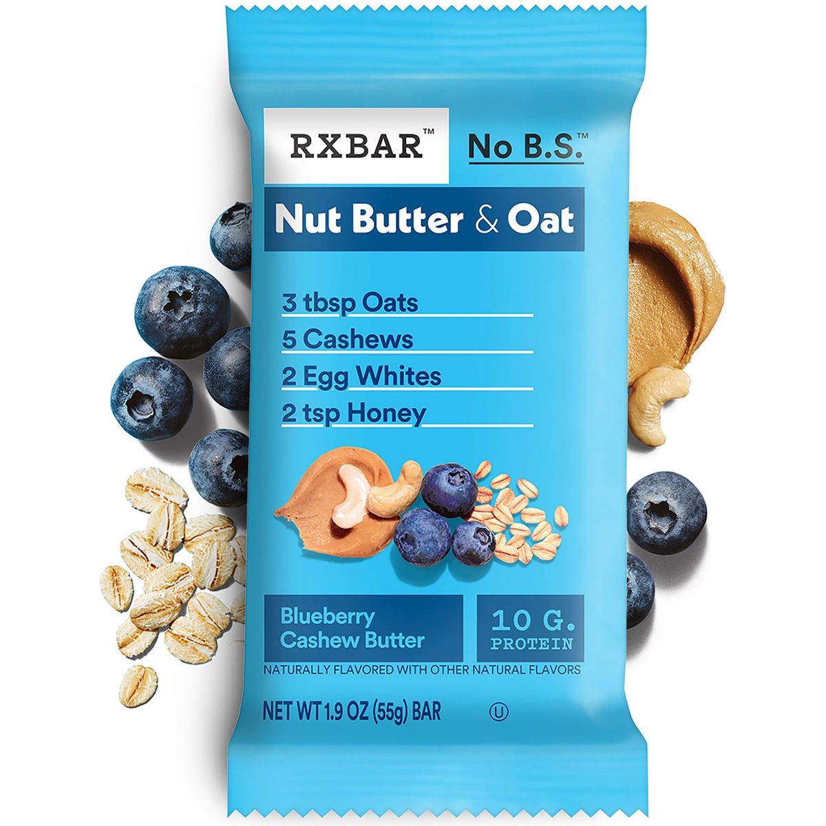 RXBAR Nut Butter and Oat Protein Bars Protein Snacks Snack Bars Blueberry Cashew Butter 232oz Box 12 Bars