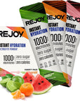 REJOY Sugar Free Electrolytes Powder Packets - Keto Paleo Hydration Supplement Drink Mix, Organic Ingredients, 1000 mg Electrolytes, (9 Count) (Variety Pack)