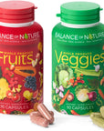 Balance of Nature Fruits and Veggies - Whole Food Supplement with Superfood Fruits and Vegetables for Women, Men, and Kids - 90 Fruit Capsules, 90 Veggie Capsules - 1 Set