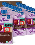 Plum Organics Stage 2 Organic Baby Food - Apple, Blackberry, Coconut Cream, and Oat - 3.5 oz Pouch (Pack of 12) - Organic Fruit and Vegetable Baby Food Pouch