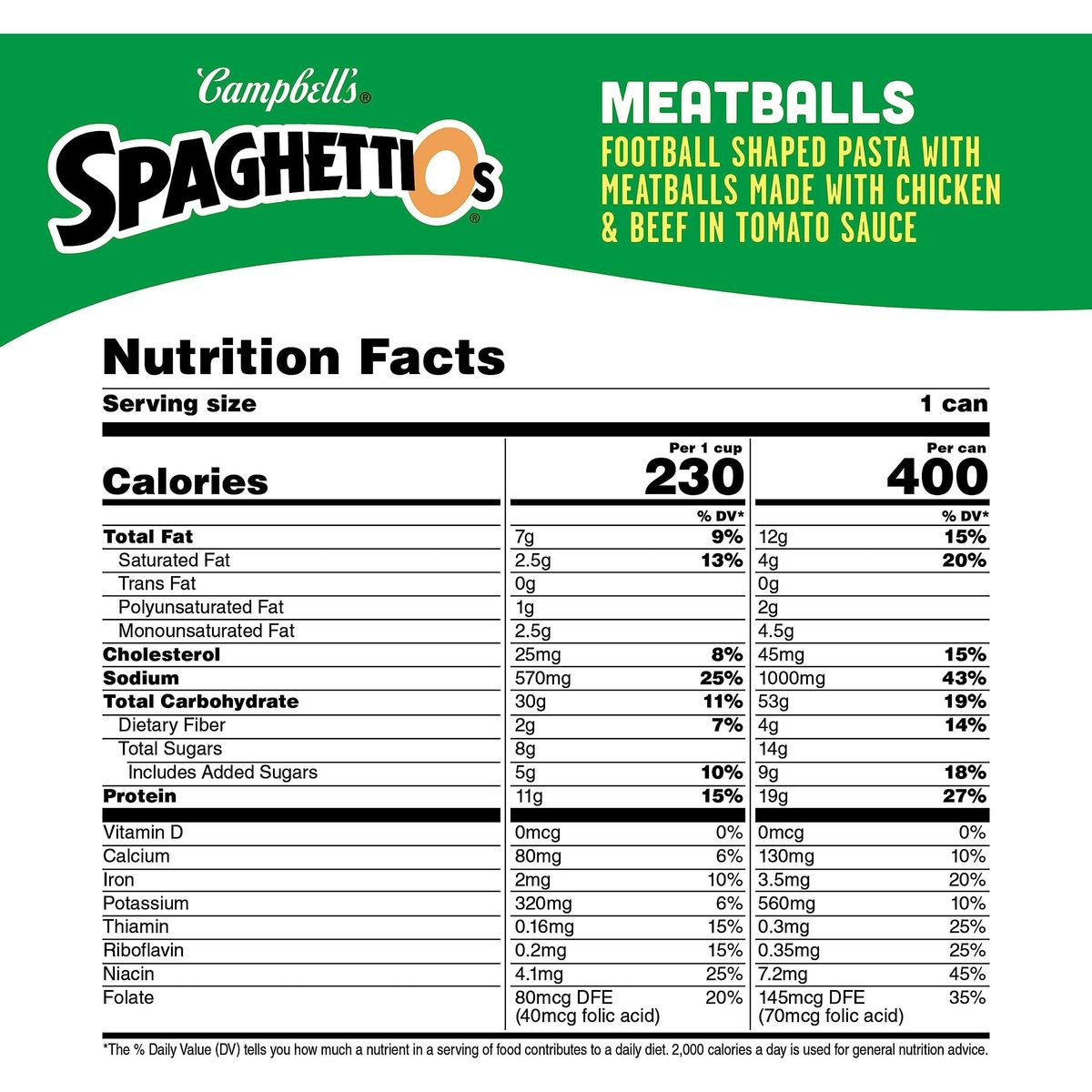 SpaghettiOs Football Shaped Canned Pasta with Meatballs, 15.6 oz Can (Pack of 12)