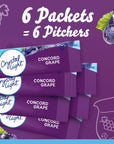 Crystal Light SugarFree Concord Grape Low Calories Powdered Drink Mix 6 Count Pitcher Packets