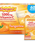 Emergen-C 1000mg Vitamin C Powder, with Antioxidants, B Vitamins and Electrolytes, Vitamin C Supplements for Immune Support, Caffeine Free Drink Mix, Tangerine Flavor - 60 Count/2 Month Supply