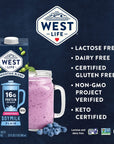 West Life Smoothie Blend Soy Milk Unsweetened 16g of Protein Vegan Dairy Alternative LactoseFree Keto Certified 32oz Pack of 6