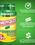 iSatori Energize Immunity Caffeine Pills - Vitamin A, B12, C, D, and E Supplement + Fast- Acting Energy Pill - Daily Immune Support, Super Greens, and All Day Energy, No Jitters, No Crash (90 Tablets)