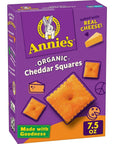 Annie's Organic Cheddar Squares, Baked Cracker Snacks, 7.5 oz.