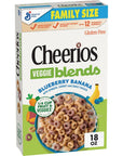 Cheerios Veggie Blends Breakfast Cereal Blueberry Banana Flavored Made With Fruits and Veggies Family Size 18 oz