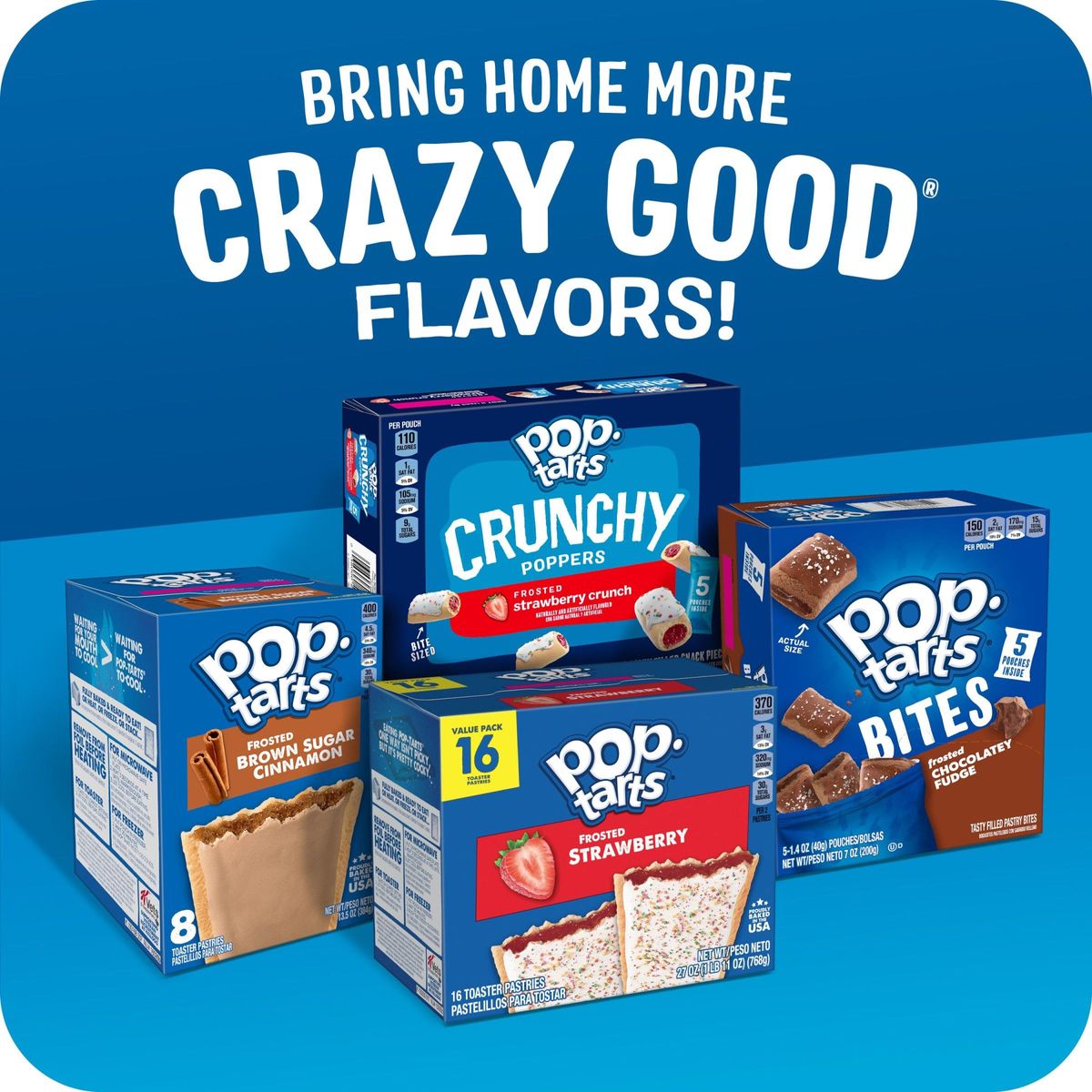 PopTarts Crunchy Poppers Crunchy Filled Snack Pieces Kids Snacks OntheGo Snacks Frosted Brownie Crunch 6 Boxes 30 Pouches