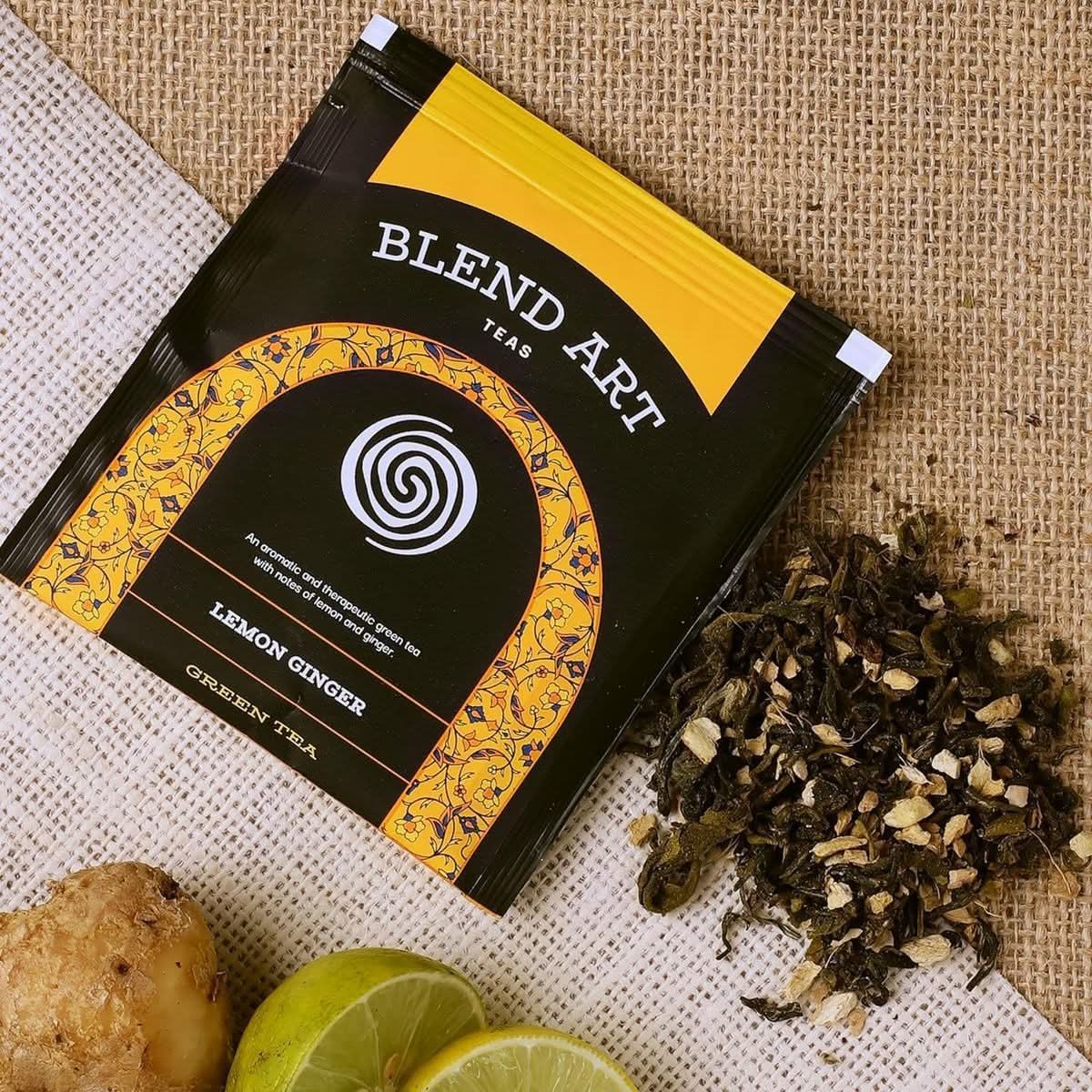 BLENDART Lemon Ginger 50 Pyramid Tea Bag Specially Blended With Natural Ginger  Lemon Supports Digestion Rich In Antioxidants Medium Caffeine