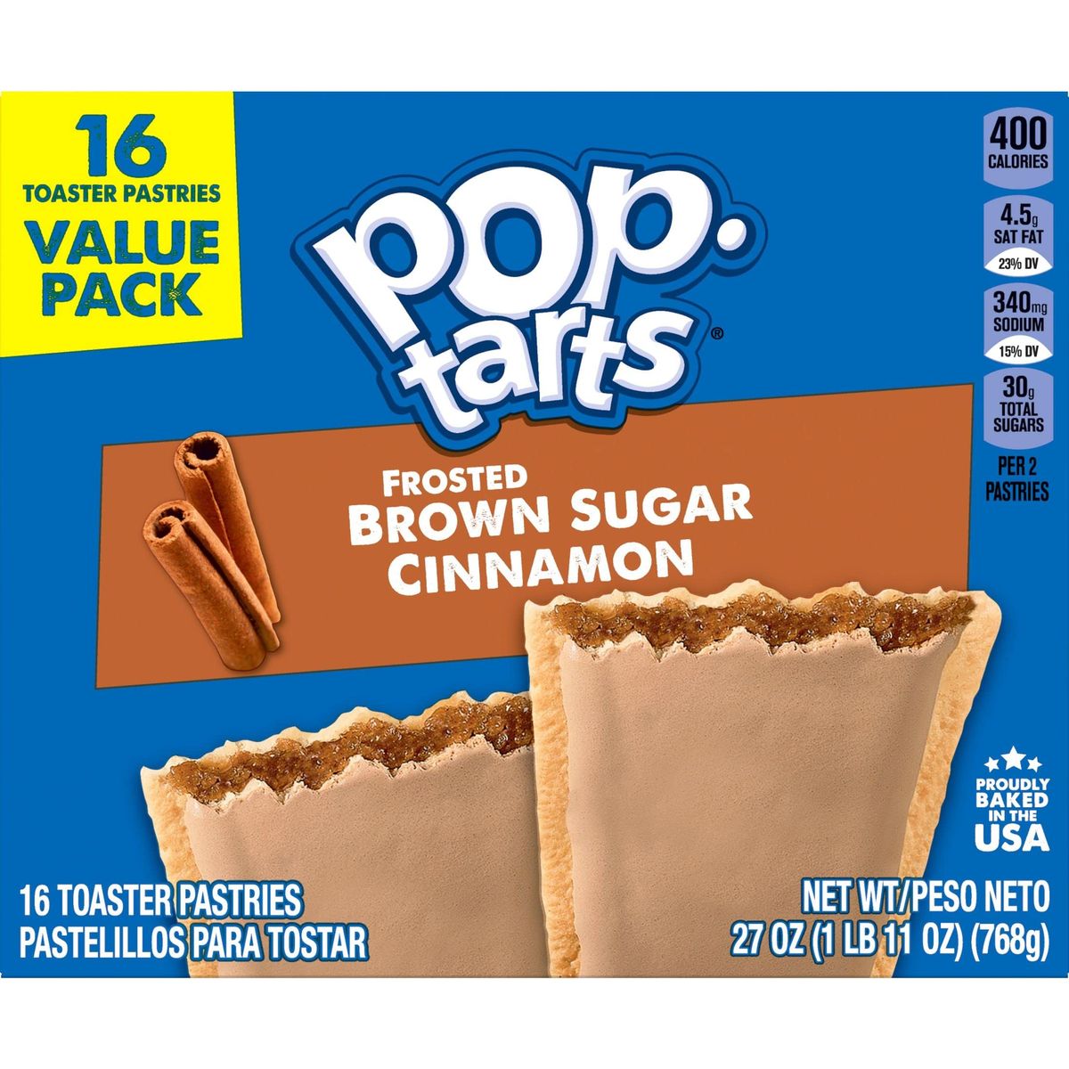 PopTarts Toaster Pastries Breakfast Foods Kids Snacks Frosted Brown Sugar Cinnamon Value Pack 64 PopTarts