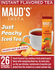 Mauds Instant Peach Tea Insta Just Peachy 26ct Solar Energy Produced Single Serve Peach Flavored Tea Instant Travel Stick Packs Instantly Hot or Iced Tea 100 California Tea Blend