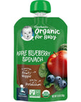 Gerber Organic Apple Blueberry Spinach Baby Food, 3.5 Oz Pouch