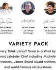 Think Jerky Beef and Turkey Jerky Variety Pack 10 Ounce Bags Pack of 8 Contains 2 Bags of Each Classic Beef Jerky Sweet Chipotle Beef Jerky Sriracha Honey Turkey Jerky and Sesame Teriyaki Beef Jerky  Healthy Jerky Snack Low Calorie Low Fat