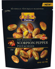 Setton Farms Pistachios Scorpion Pepper Extreme Flavor Naturally Seasoned Dry Roasted No Shell NonGMO Project Verified Gluten Free Vegan Kosher 5 Oz