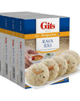 Gits Rava Idli Mix 875 Oz Pack of 5 X 175 Oz Each Ready to Cook Indian Breakfast Snack Meal  100 Vegetarian Easy Recipe No Artificial Colors Flavors Preservatives Vegan