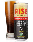 RISE Brewing Co Original Black Nitro Cold Brew Coffee No Sugar Vegan Organic  NonGMO Low Acidity 7 Fl oz Cans 12 Pack