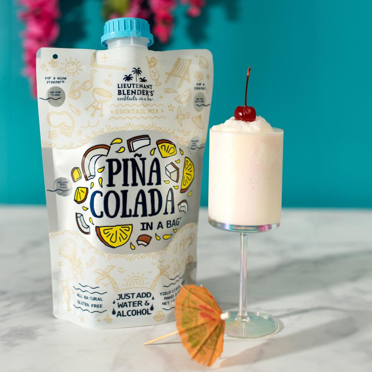 Lt Blenders Pina Colada in a Bag  Pina Colada Drink Mix  Each Bag Makes 12 Gallon of Slushie Pina Colada Mix  Cocktail Mix  Make a Cocktail Wine Slushie or Mocktail  Pack of 4