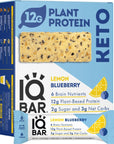 IQBAR Brain and Body Keto Protein Bars - Lemon Blueberry Keto Bars - 12-Count Energy Bar Pack - Low Carb Protein Bars - High Fiber, Gluten Free and Low Sugar Meal Replacement Bars - Vegan Snacks