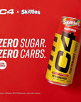 Cellucor C4 Energy Drink, Skittles, Carbonated Sugar Free - 16 Oz, Pack of 12