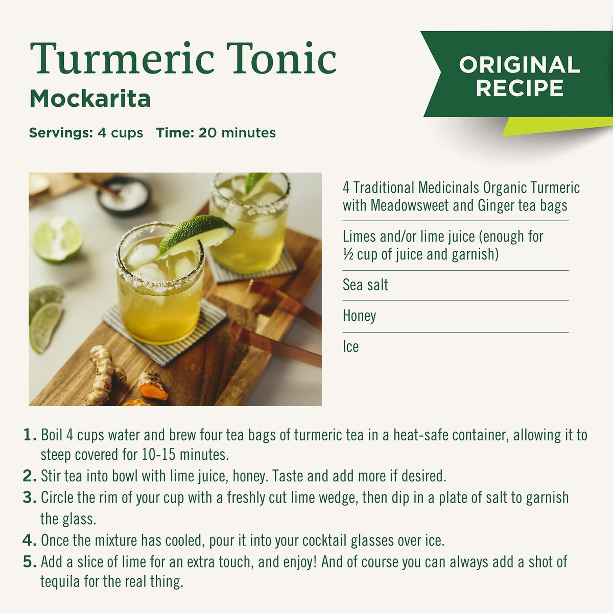 Traditional Medicinals Tea Organic Turmeric wMeadowsweet  Ginger Supports a Healthy Response to Inflammation 16 Tea Bags