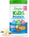 Orgain Kids Protein Powder Shake Mix Vanilla Bean Ice Cream  8g GrassFed Dairy Protein 4g Fiber 22 Vitamins  Minerals Gluten Free No Soy Ingredients Adds Healthy Nutrients to Kids Snacks 1lb