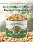 Hubs Peanuts Premium Salted Virginia Nuts  Irresistible Crunch  Flavored Nuts  NonGMO Gluten Free  XXL Peanuts from Top 1 Crop  Reusable Tin  Perfect Snack for Any Occasion  2 x 40oz Cans