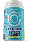 Core Culture Cucumber Melon Electrolytes Powder - Refreshing Rapid Hydration Electrolyte Drink Mix to Recover & Recharge - Naturally Sweetened, Keto Electrolytes Powder No Sugar, 10 cals - 45 Servings