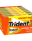 Trident Tropical Twist Sugar Free Gum 6 Pocket Packs of 28 Pieces 168 Total Pieces