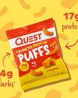 Quest Nutrition Crunchy Protein Puffs Cheddar 17g Protein 4g Carbs Gluten Free Baked 10 Count