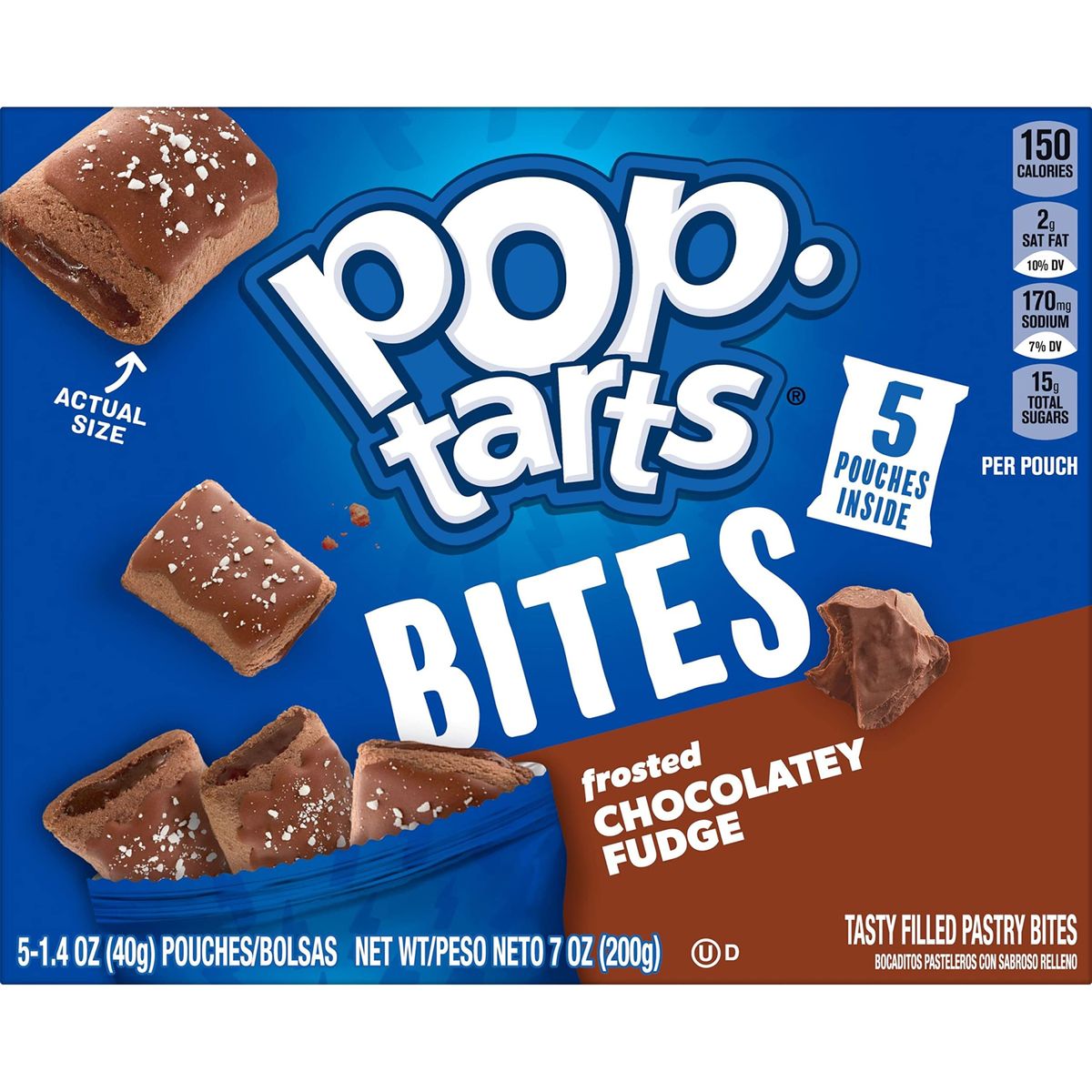 PopTarts Baked Pastry Bites Kids Snacks School Lunch Frosted Chocolatey Fudge 7oz Box 5 Pouches